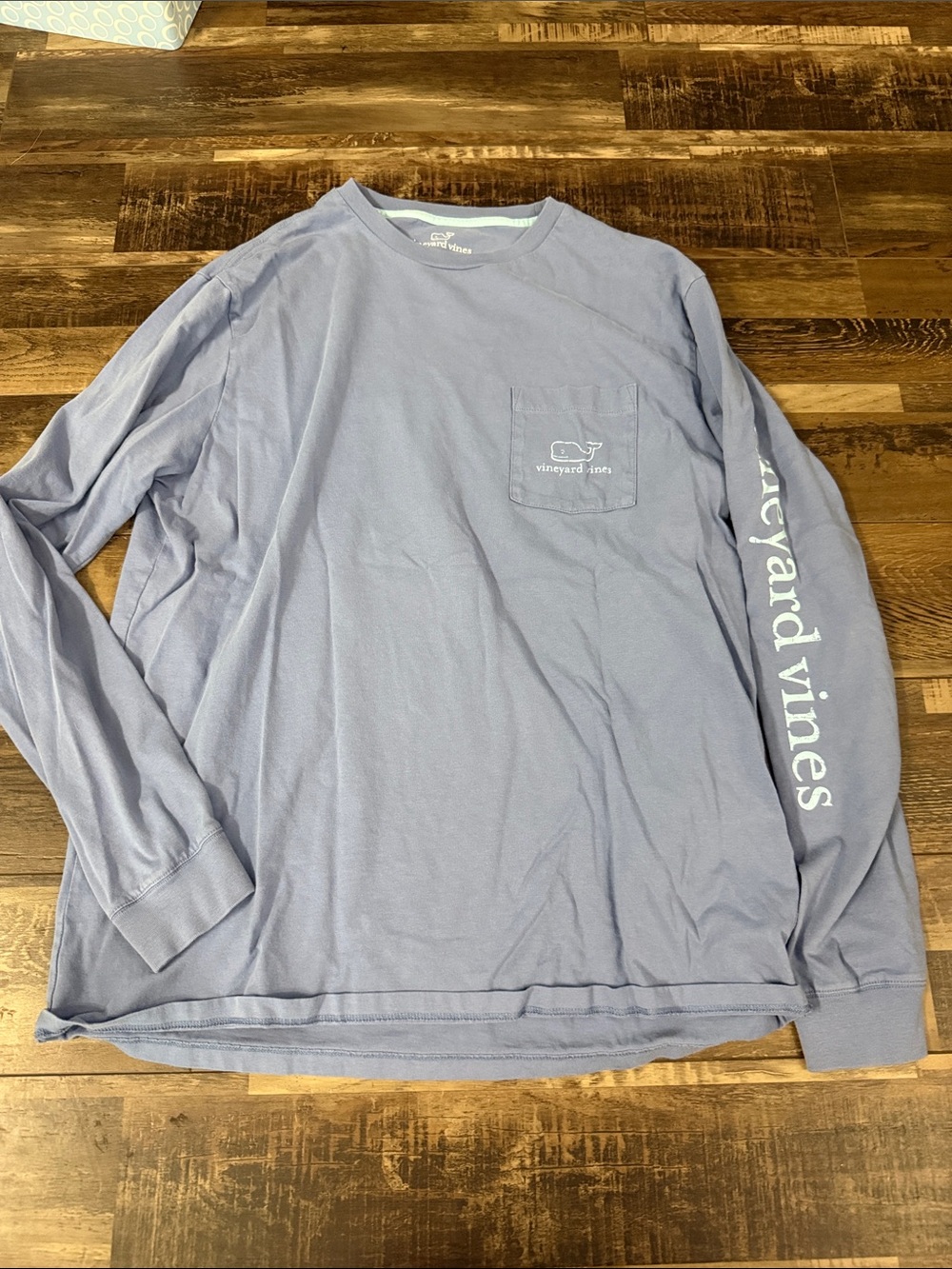 Vineyard Vines Men's Long-Sleeve Pocket Tee in Light Blue